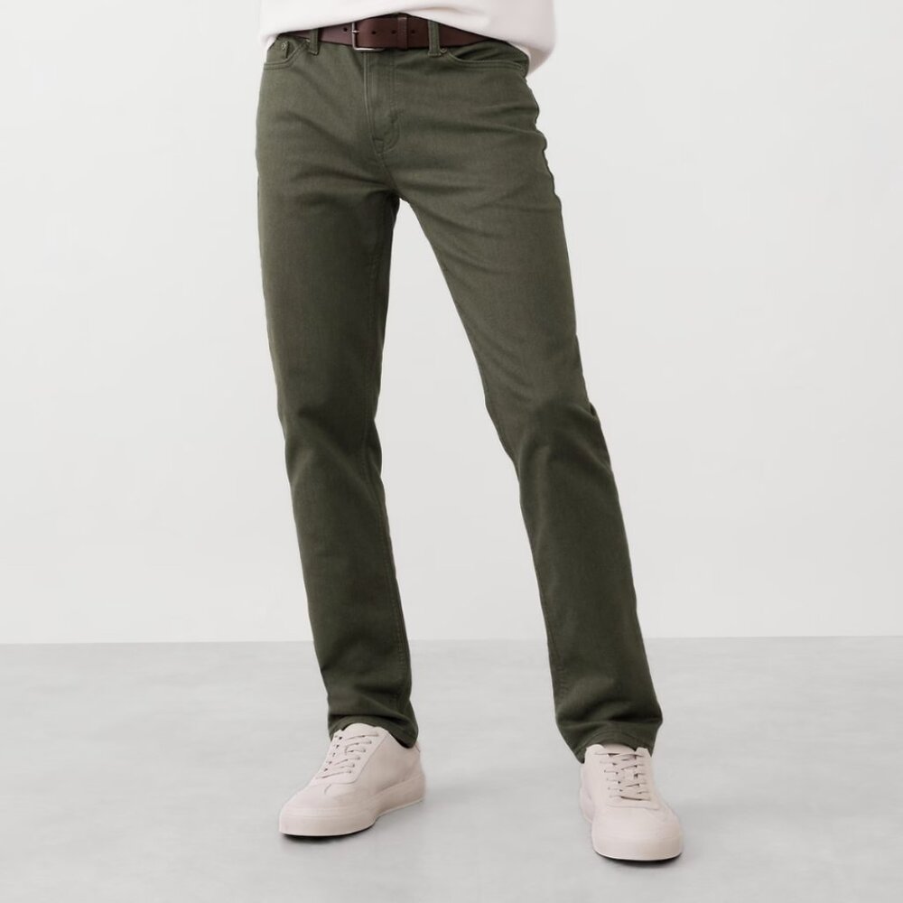 Mens Slim Travel Pant - Aspen Olive Heather - Banana Republic Factory (33/30)